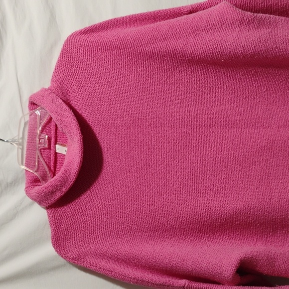 Glam Pink Fold Over Cowl Neck Sweater Sz.M Oversized Gently Worn - Picture 2 of 9